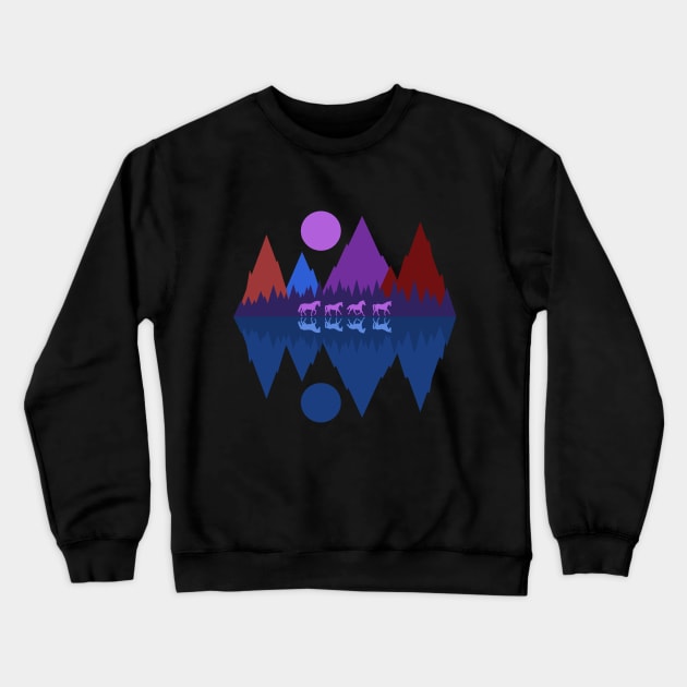 Four Horses Crewneck Sweatshirt by RockettGraph1cs